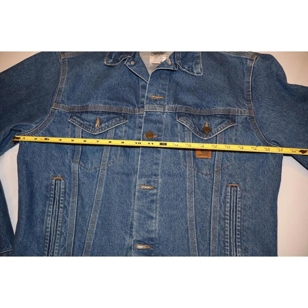 Vintage Carhartt Denim Jacket Mens Small J12 DST Trucker Dark Stone Wash USA - Picture 5 of 6